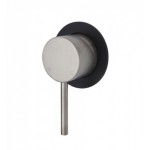 Kaya Wall Mixer, Brushed Nickel, Small Round Matte Black Plate Kaya Wall Mixer, Brushed Nickel, Small Round Matte Black Plate